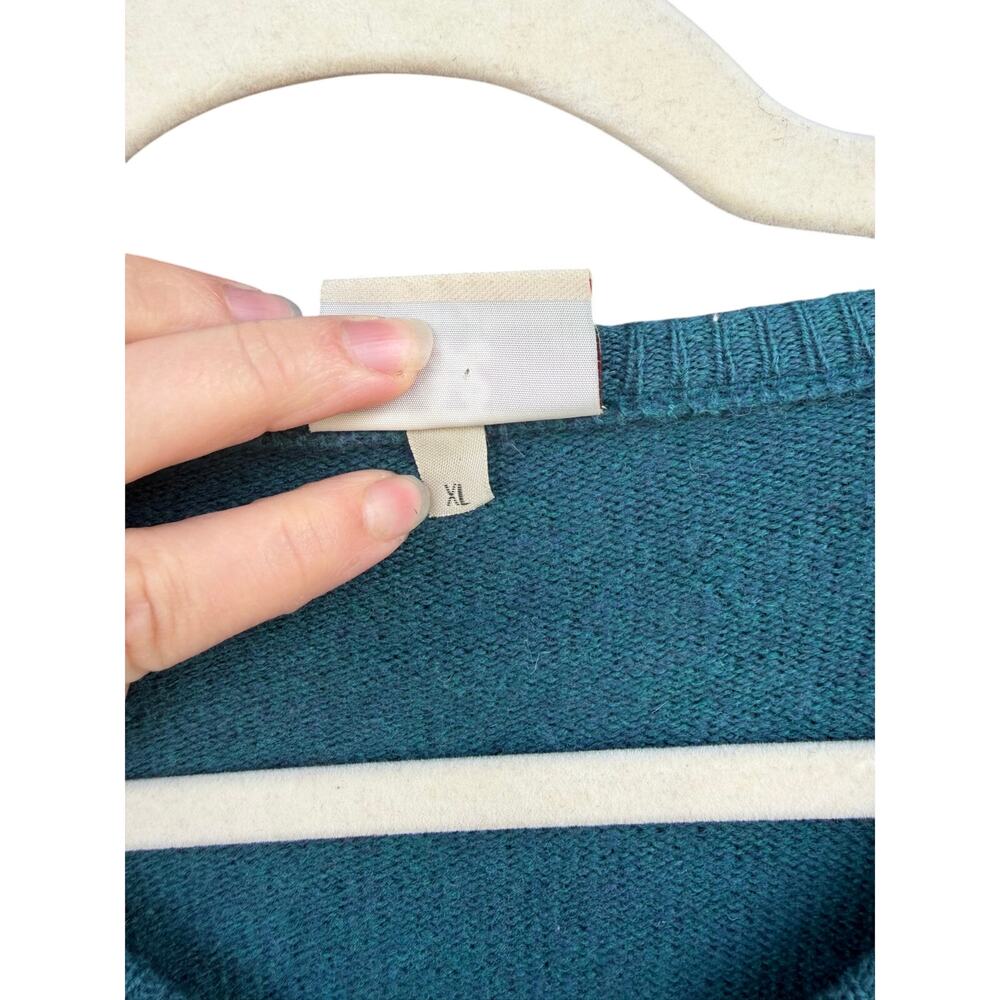 Carraig Donn Pure New Wool V-Neck Sweater Teal Size XL - Picture 3 of 7